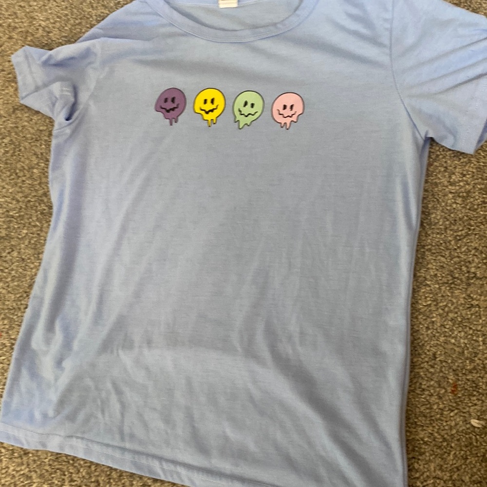 blue smiley face top